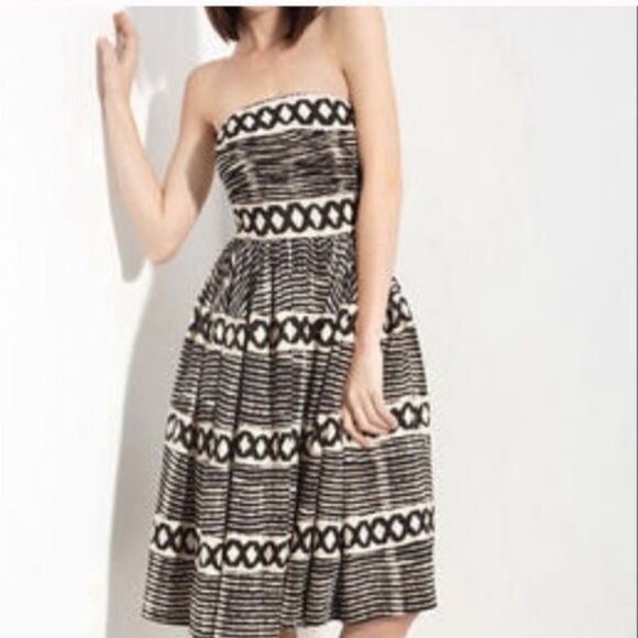 Anthropologie Tracy Reese Strapless Printed Midi Dress Size 8 - Picture 3 of 15